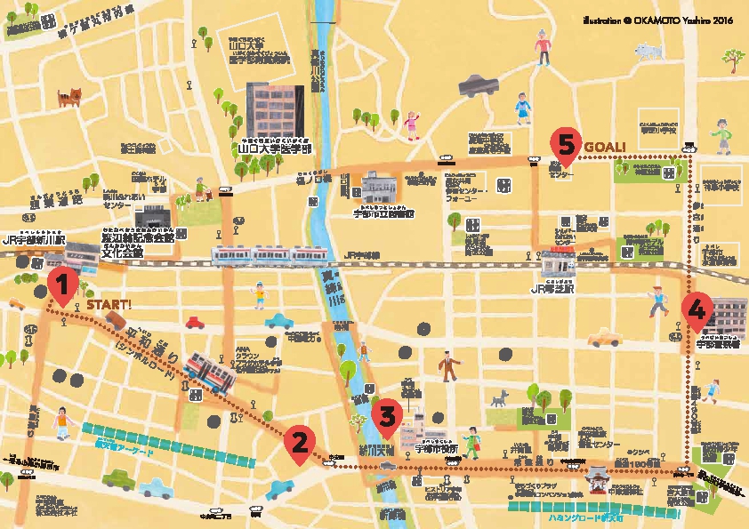 うべ市街地彫刻ウォーキングマッププチ②　モニュメントゴーゴーコース